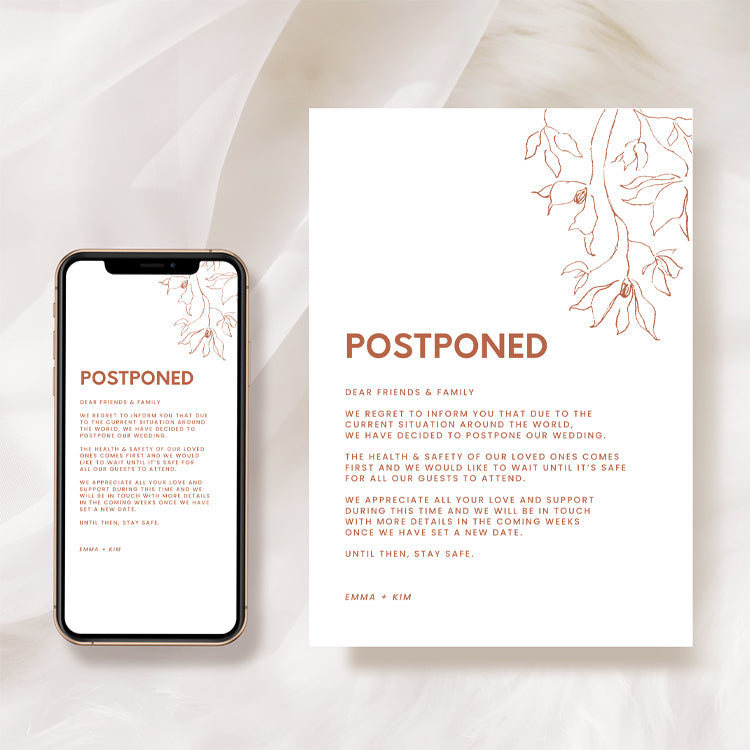 Minimal Wedding Postponement Card Template