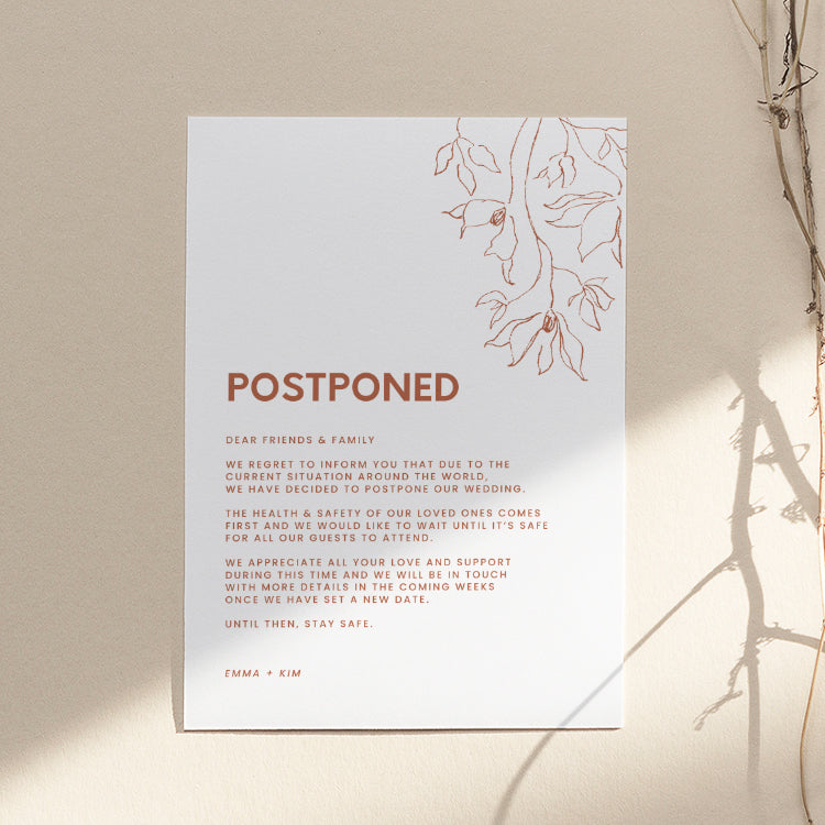 Minimal Wedding Postponement Card Template