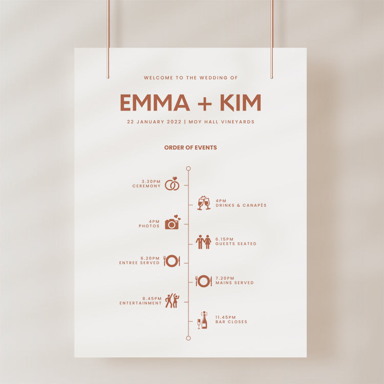 Minimal Wedding Reception Timeline Sign Template