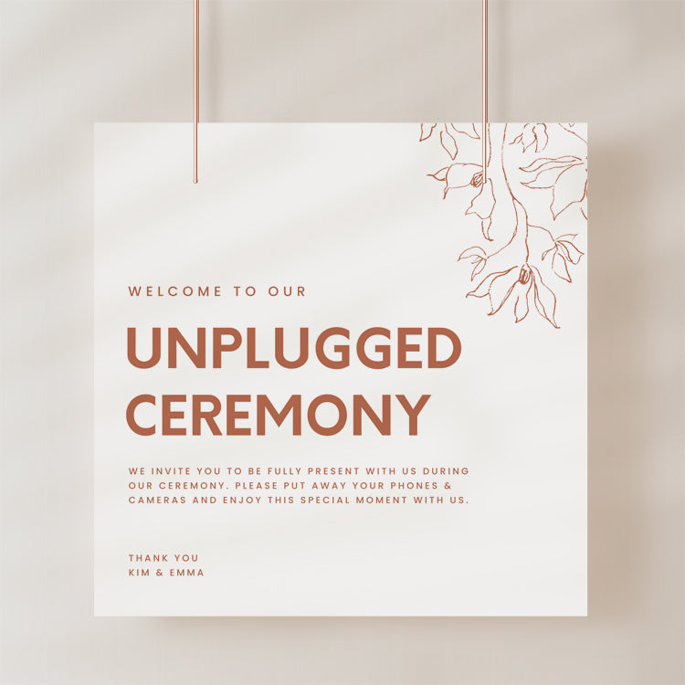 Minimal Wedding Unplugged Ceremony Sign