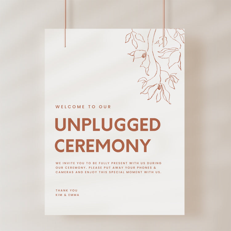 Minimal Wedding Unplugged Ceremony Sign