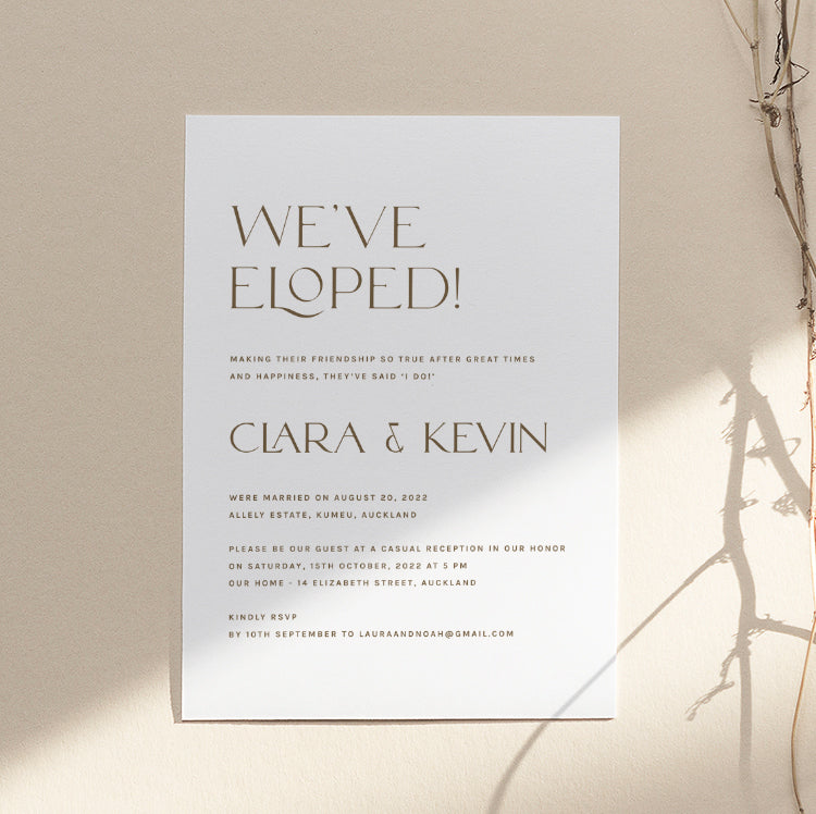 Minimalist Elopement Announcement