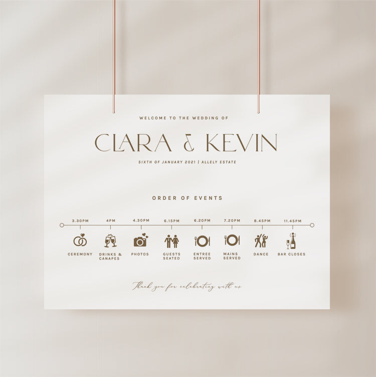 Minimalist Wedding Day Timeline Sign Template