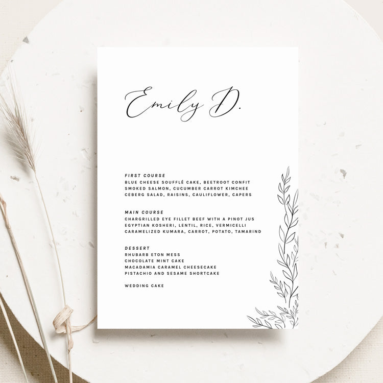 Minimalist Wedding Menu Template