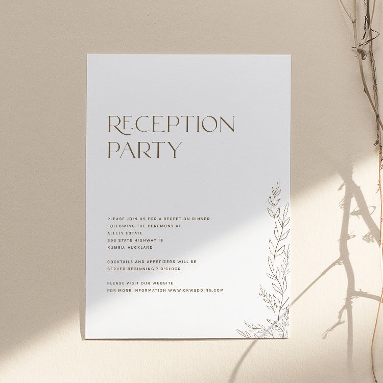 Minimalist Wedding Reception Invitation Card