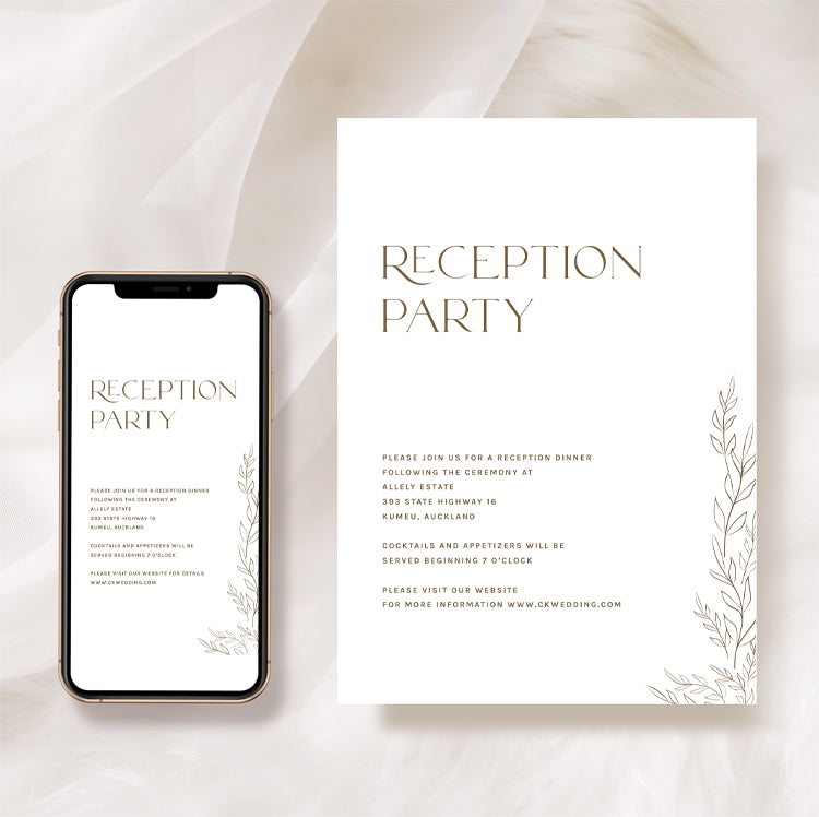 Minimalist Wedding Reception Invitation Card