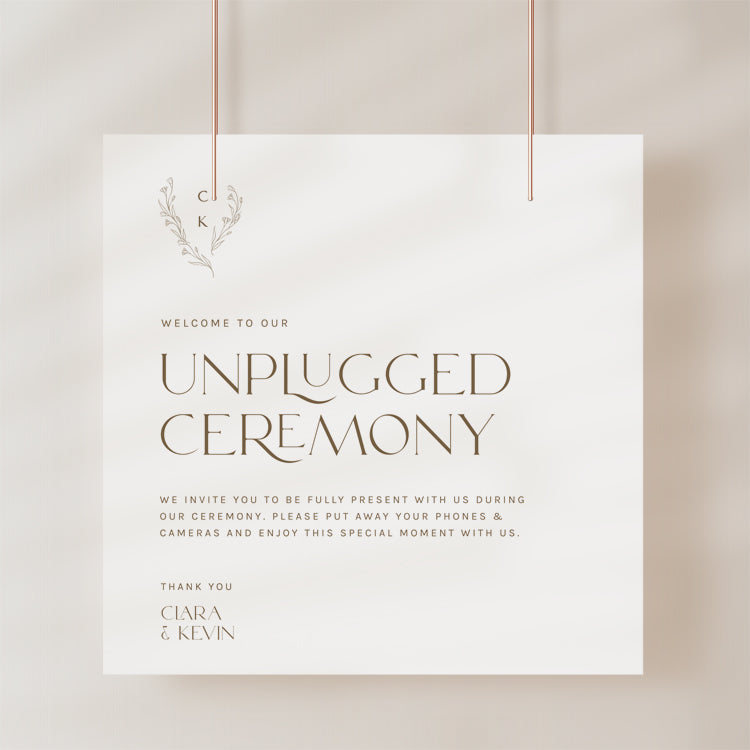 Minimalist Wedding Unplugged Ceremony Sign