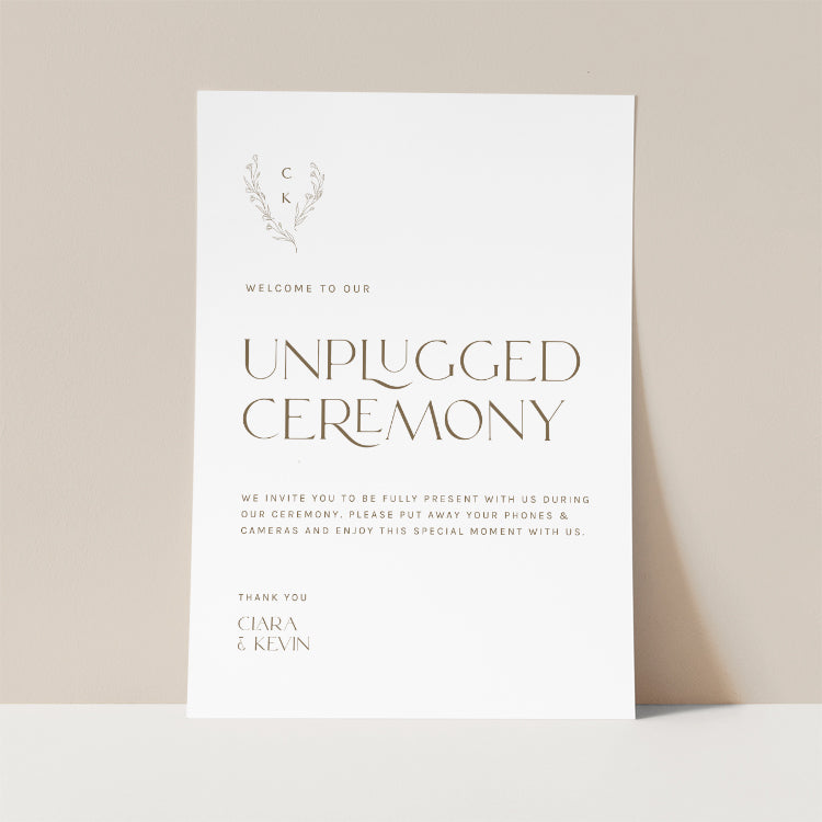 Minimalist Wedding Unplugged Ceremony Sign