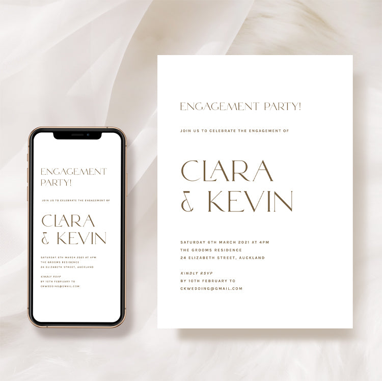 minimalist engagement party invitation