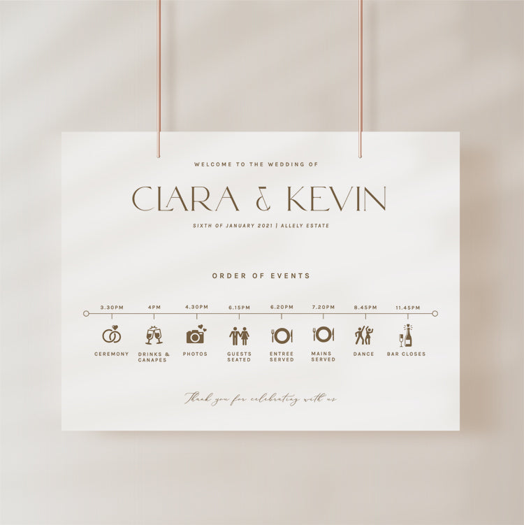 wedding day timeline sign
