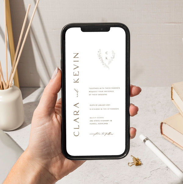 minimalist digital wedding invitaitons