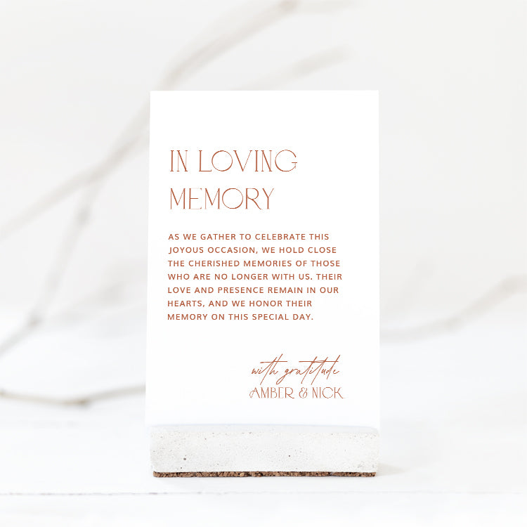 Modern In Loving Memory Wedding Sign Template