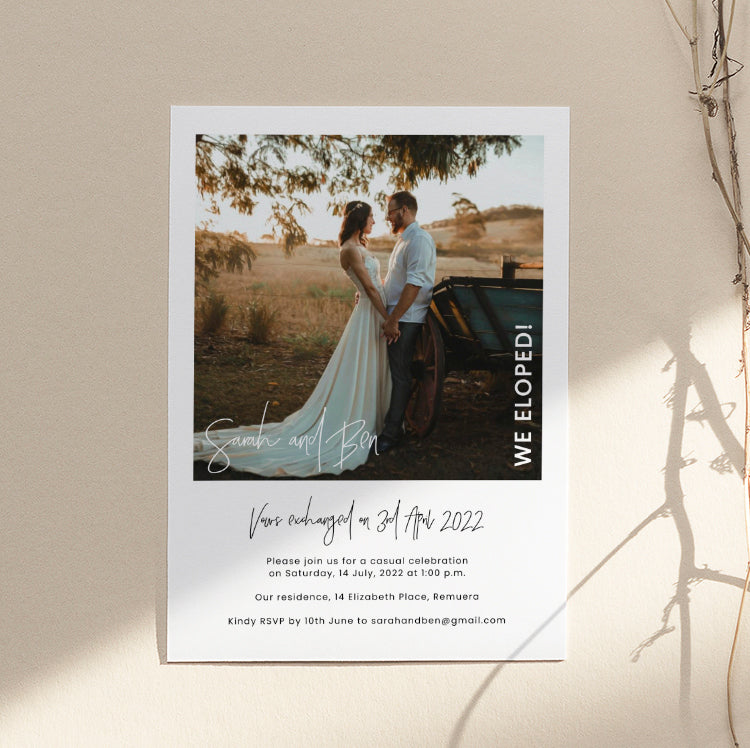 Modern Polaroid Elopement Invitation