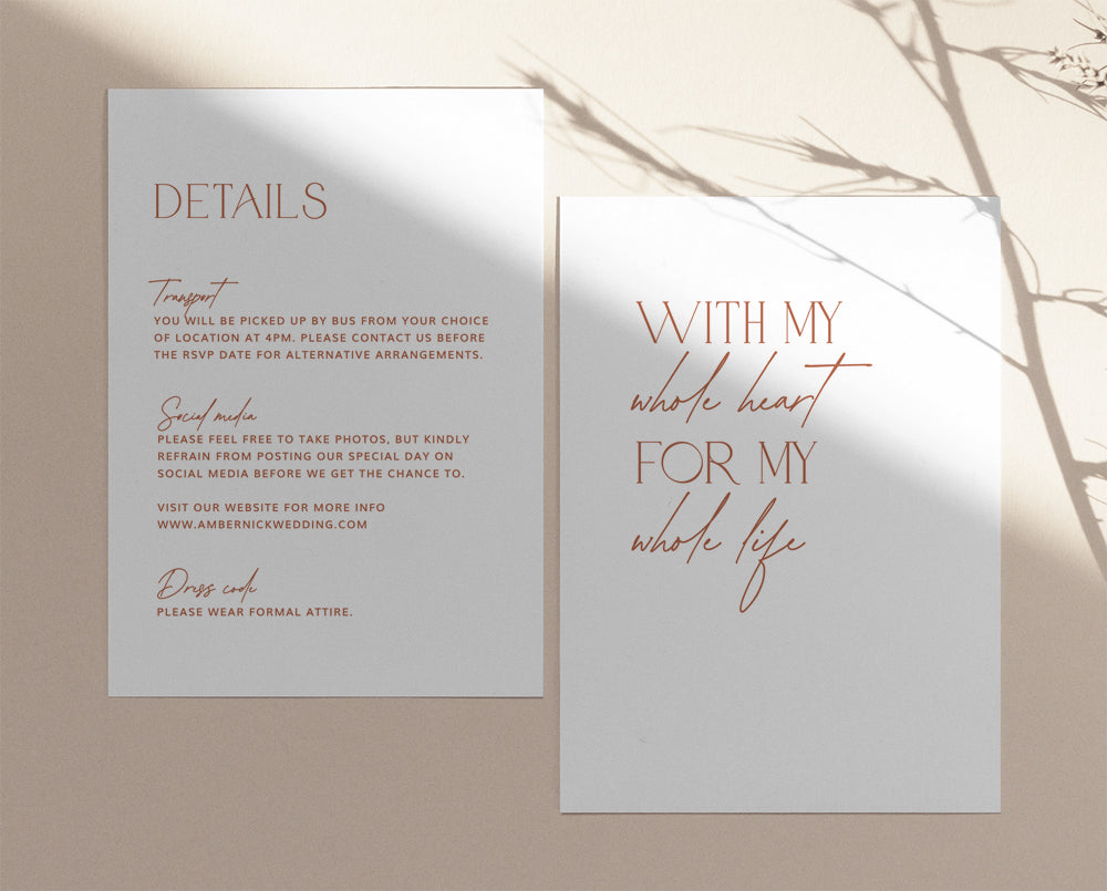 Modern Rustic Wedding Details Card