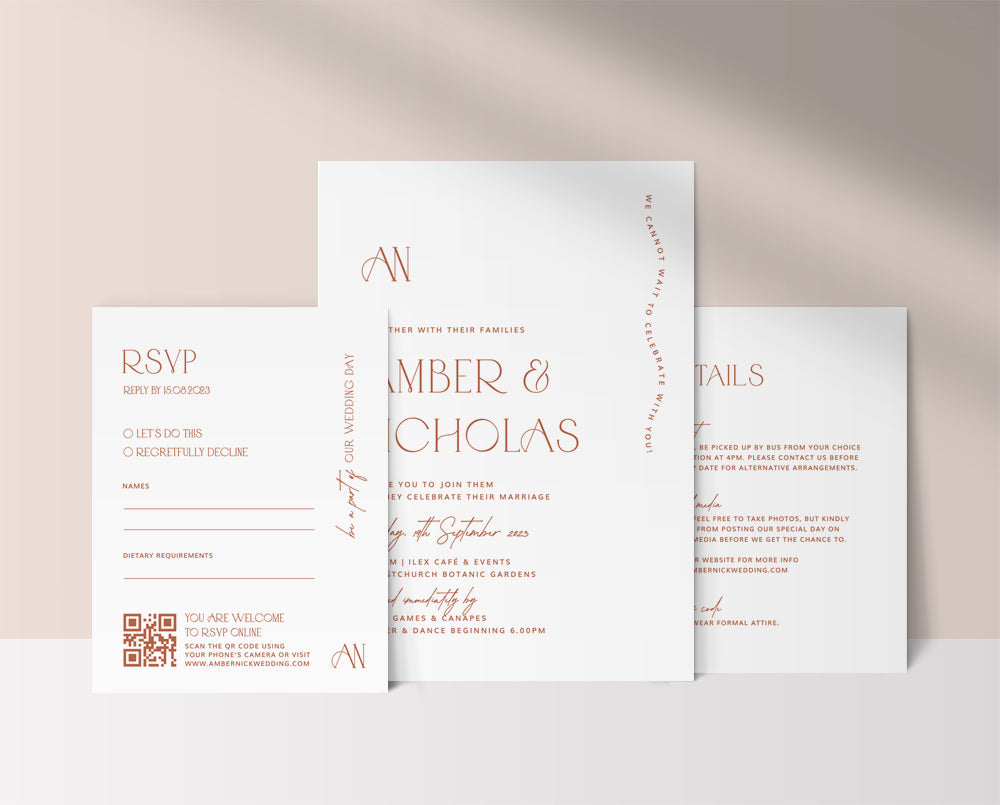 Modern Rustic Wedding Invitation Set