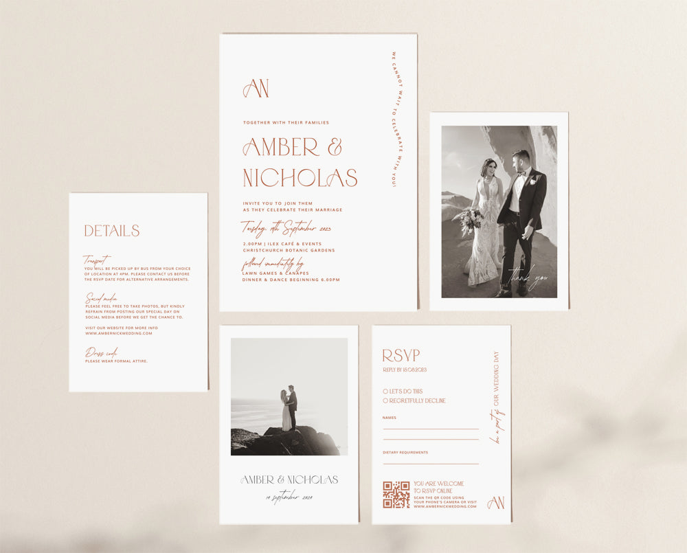 Modern Rustic Wedding Invitation Suite