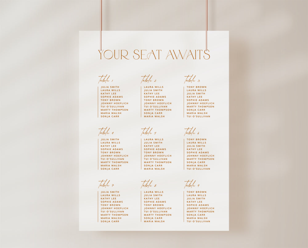 Modern Rustic Wedding Seating Chart Template