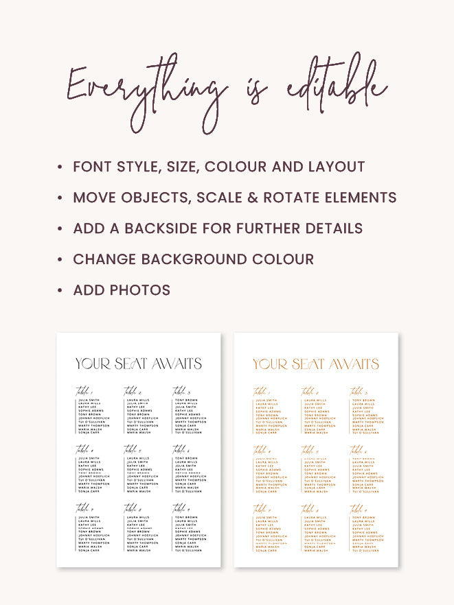 Modern Rustic Wedding Seating Chart Template