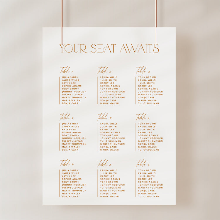 Modern Rustic Wedding Seating Chart Template