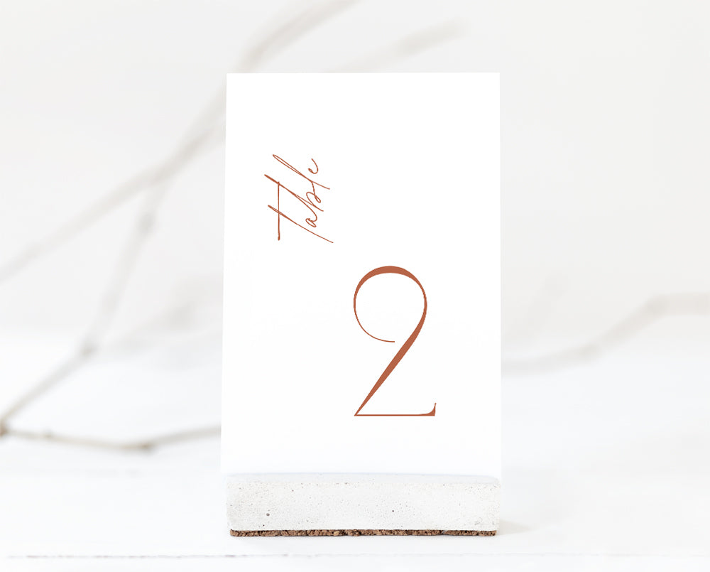 Modern Rustic Wedding Table Number Card Template