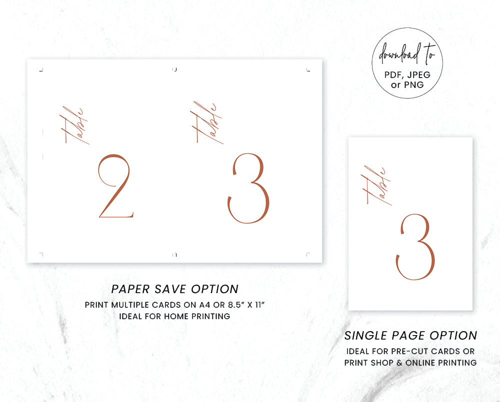 Modern Rustic Wedding Table Number Card Template