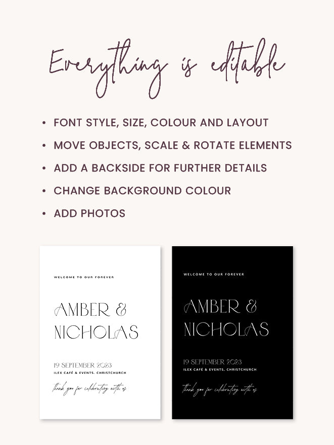 Modern Rustic Wedding Welcome Sign Template – TimberWink Studio AU