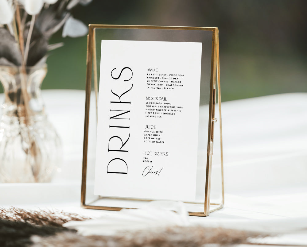 Modern Wedding Bar Menu Template