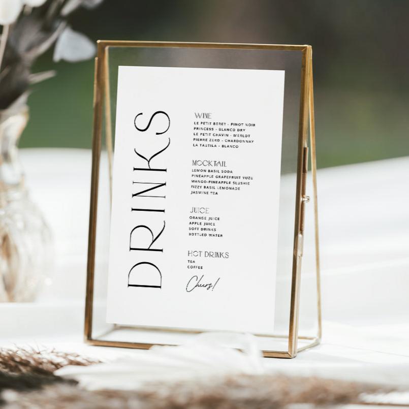 Modern Wedding Bar Menu Template