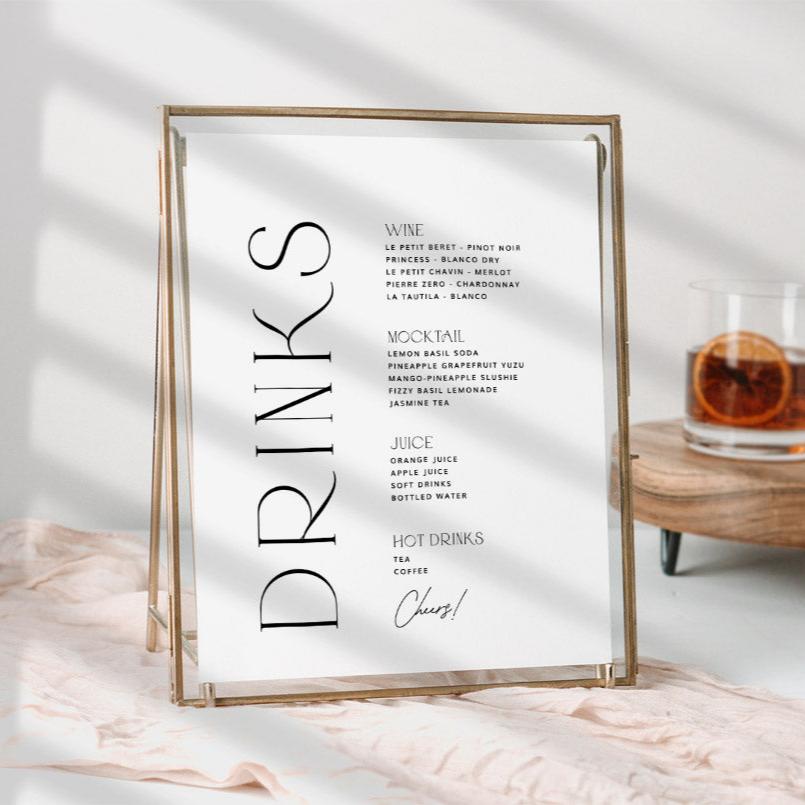 Modern Wedding Bar Menu Template