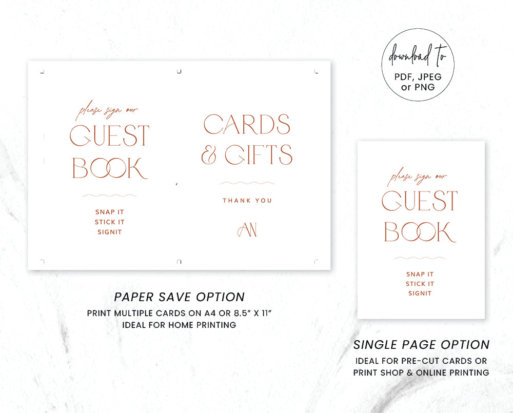 Modern Wedding Cards and Gifts Sign Template
