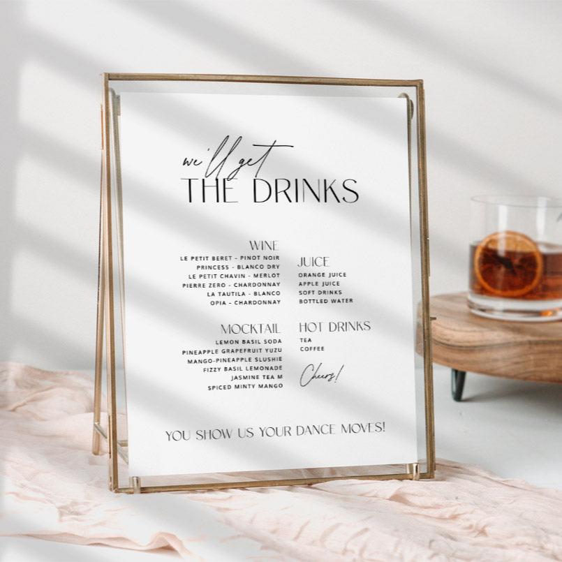 Modern Wedding Drink Menu Template