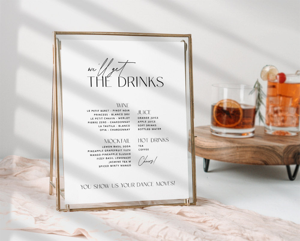 Modern Wedding Drink Menu Template