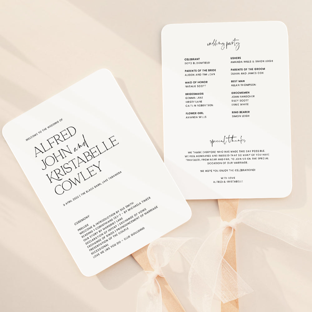 Modern Wedding Fan Program Template