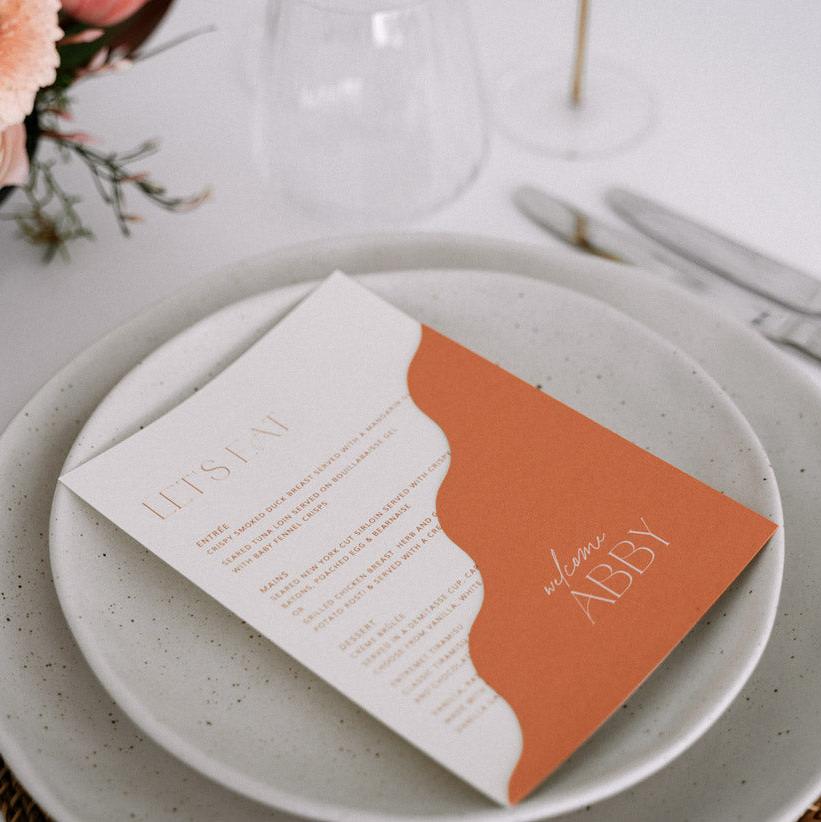 Modern Wedding Menu Place Cards Template