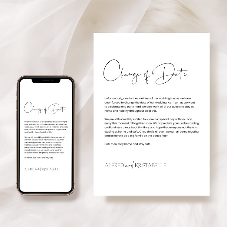 Modern Wedding Postponement Card Template