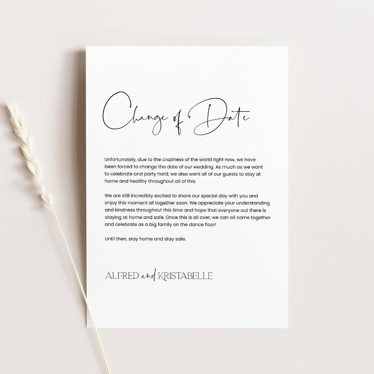 Modern Wedding Postponement Card Template