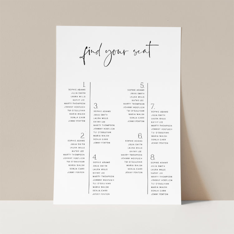 Modern Wedding Seating Plan Template