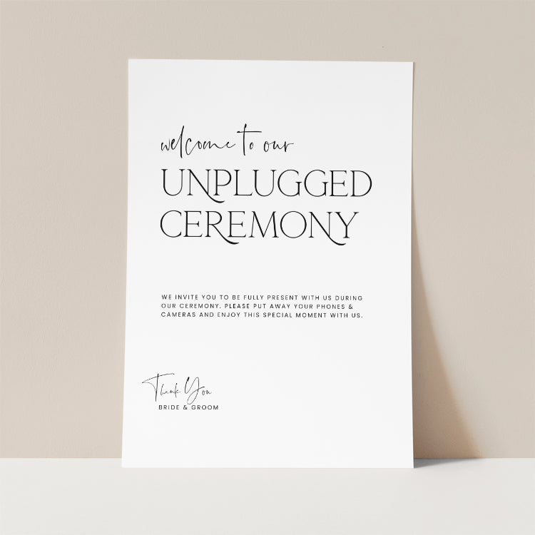 Modern Wedding Unplugged Ceremony Sign