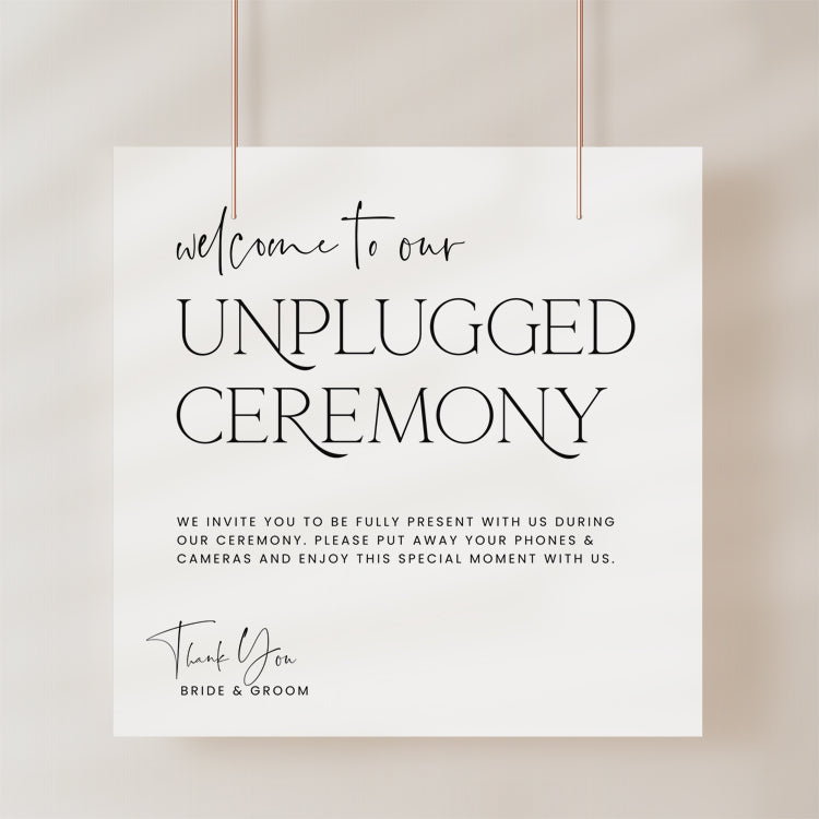 Modern Wedding Unplugged Ceremony Sign