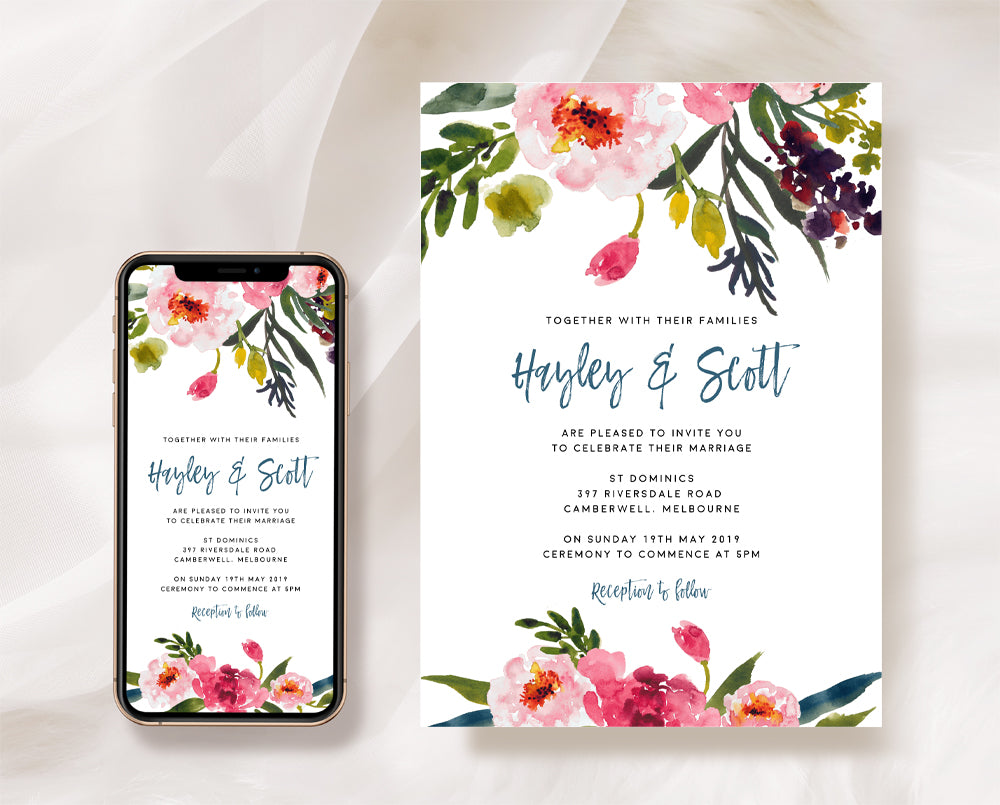 Pink Wedding Invitation Template