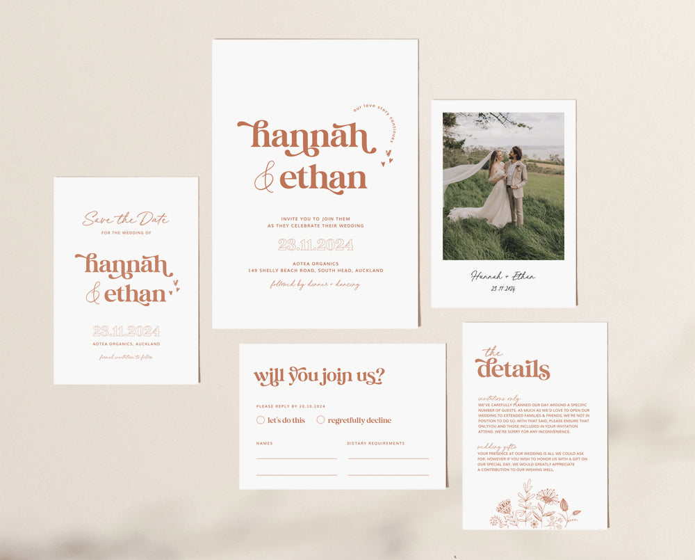 Retro Wedding Invitation Suite