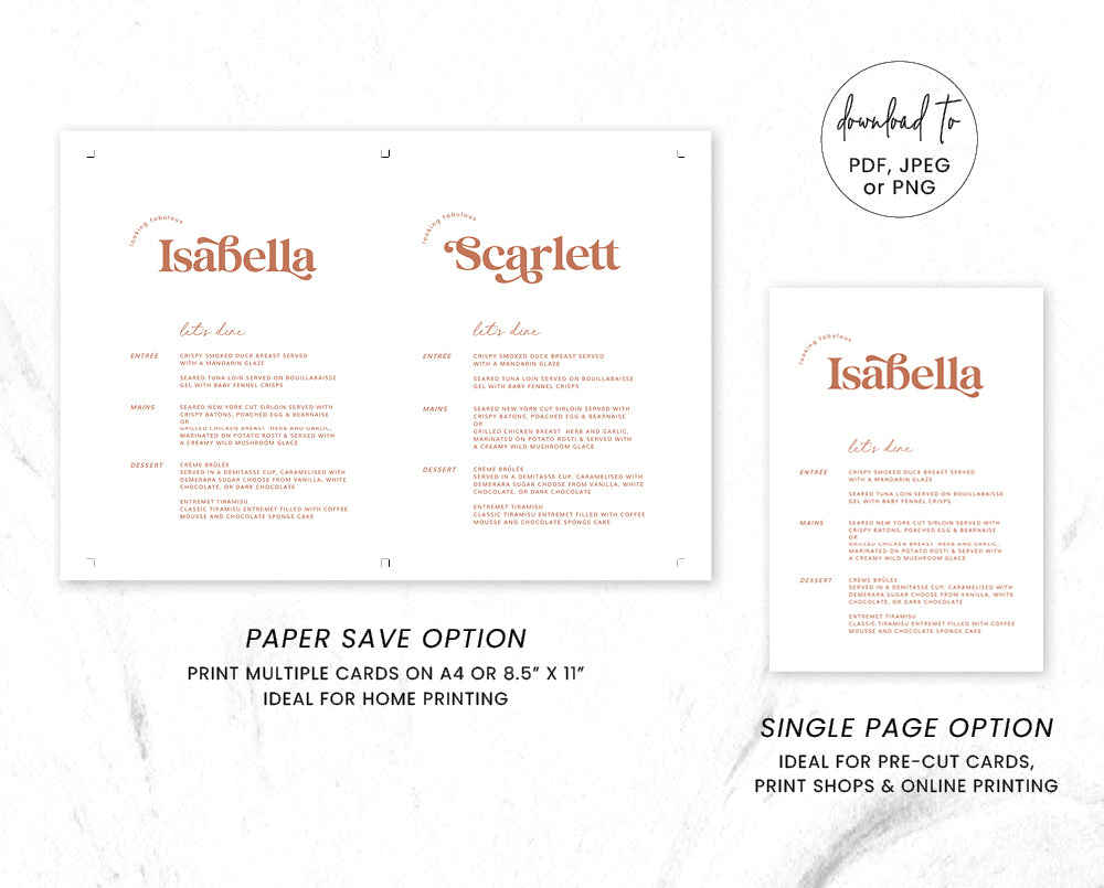 Retro Wedding Menu Card Template