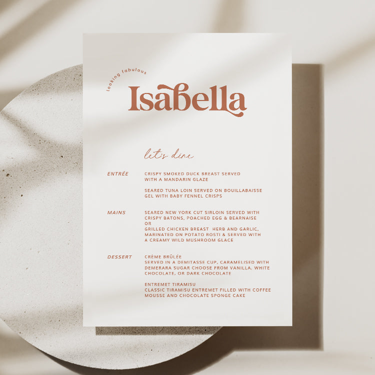 Retro Wedding Menu Card Template