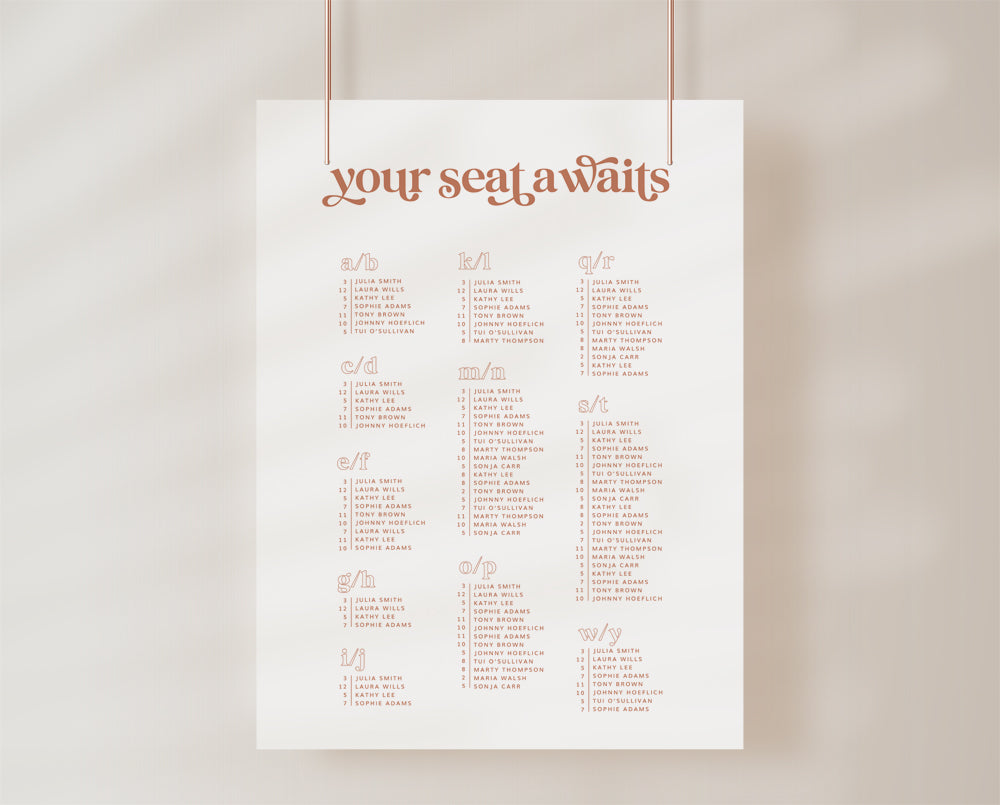 Retro Wedding Seating Chart