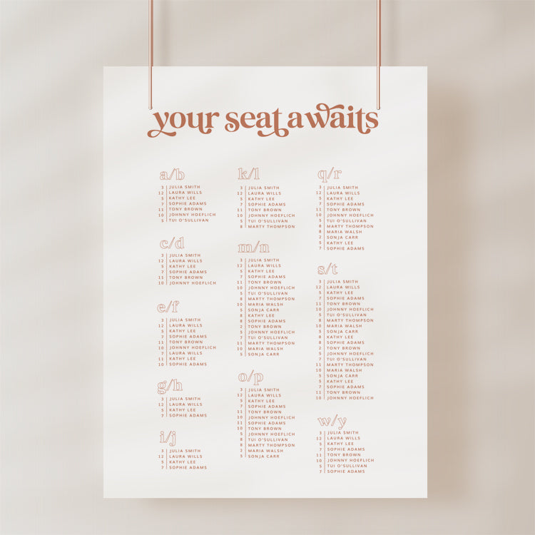 Retro Wedding Seating Chart