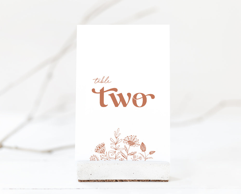 Retro Wedding Table Number Card