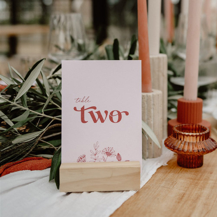 Retro Wedding Table Number Card