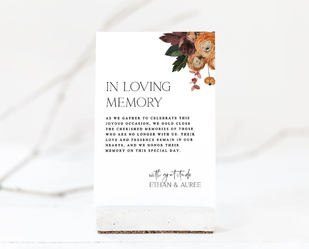 Rustic In Loving Memory Wedding Sign Template