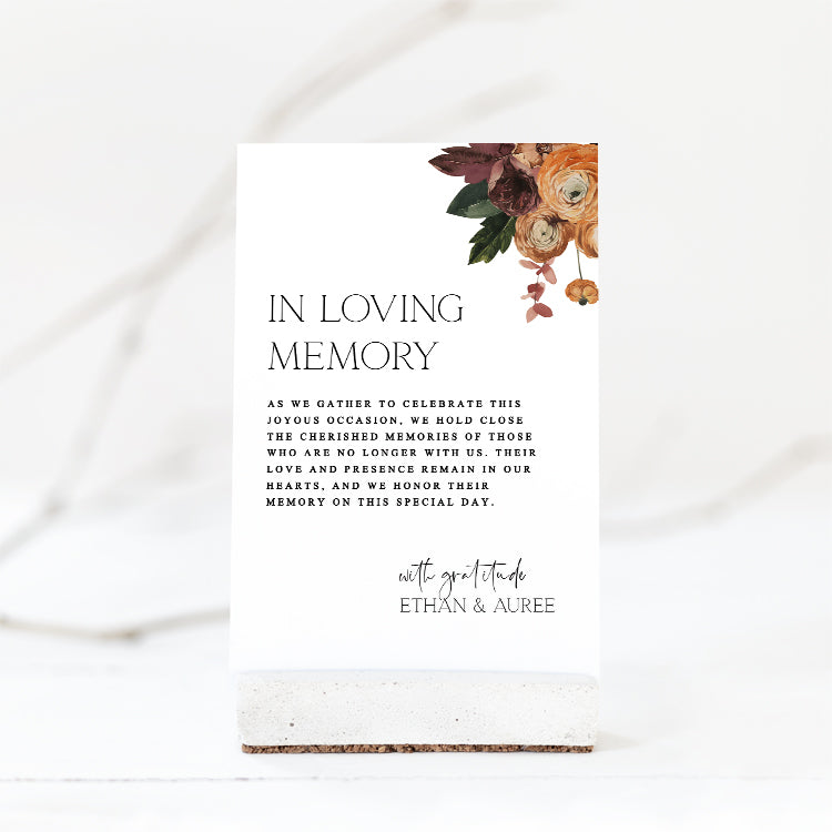 Rustic In Loving Memory Wedding Sign Template