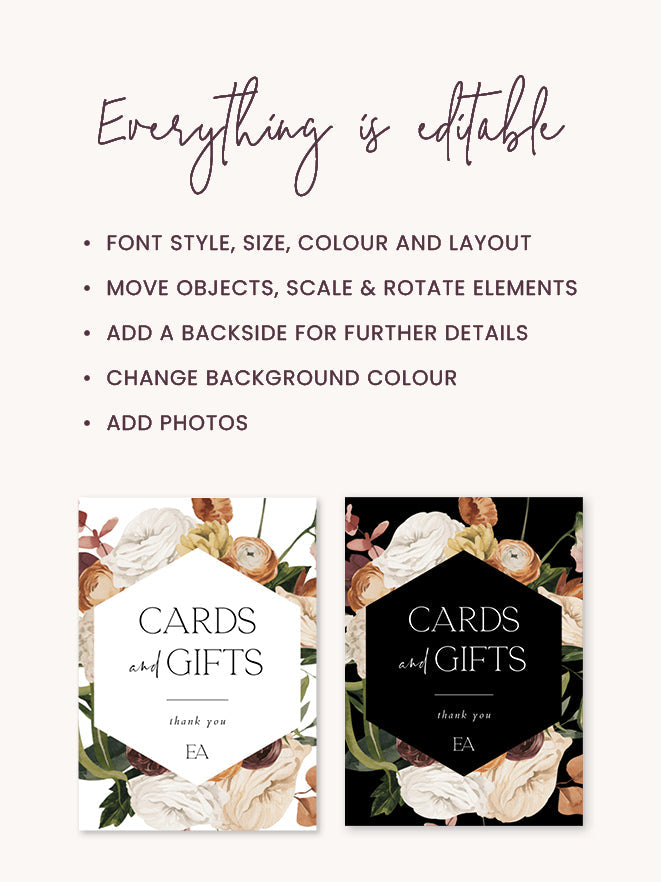 Rustic Wedding Cards and Gifts Sign Template